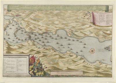 ビーゴ湾での海戦とスペイン銀艦隊の捕獲、1702 年 ビーゴス湾のカルテ ヴァンデ ランディング 作： Jan van Call (I)