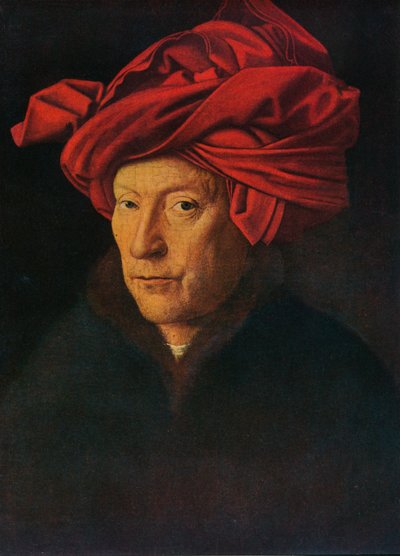 男の自画像、1433年の肖像。 作： Jan van Eyck