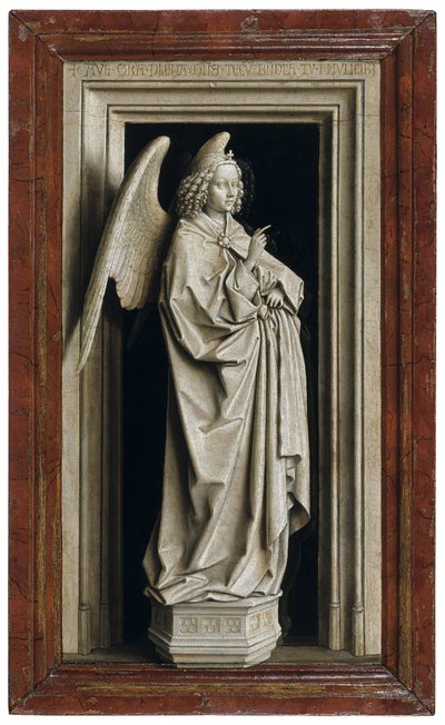 受胎告知ディプティク、左パネル、1434-1435 作： Jan van Eyck