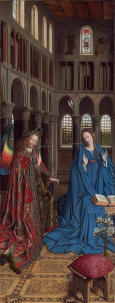受胎告知。 1434-36頃 作： Jan van Eyck