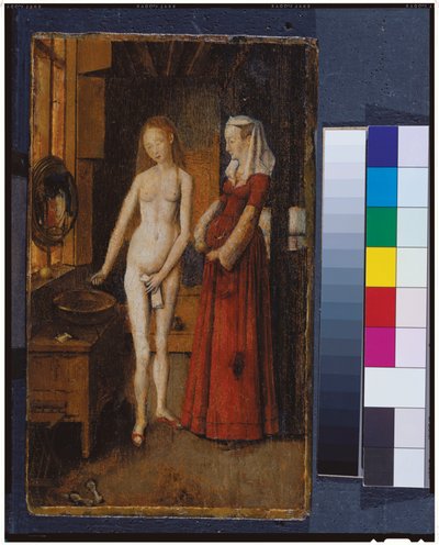 彼女のトイレでの女性（オークパネルに油彩） 作： Jan van Eyck
