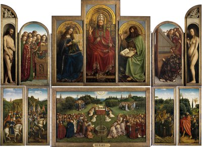 ゲントの祭壇画（ゲントの祭壇画が開いています） 作： Jan van Eyck
