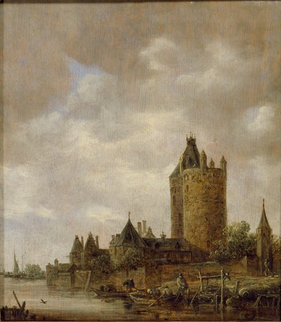 川のほとりの城」 1647年 作： Jan van Goyen