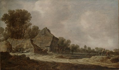 茅葺屋根の砂の道 作： Jan van Goyen