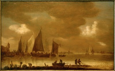 夕方の雰囲気の中で魚を持ち込む 作： Jan van Goyen