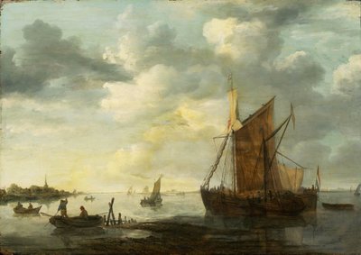マース川の夕べ 作： Jan van Goyen