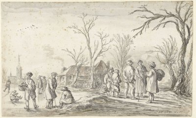 冬の村の人物 作： Jan van Goyen