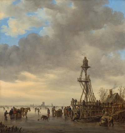 木造展望台付近の氷上風景 作： Jan van Goyen