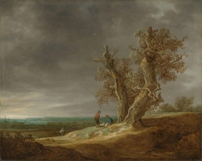 2 つのオークのある風景 作： Jan van Goyen