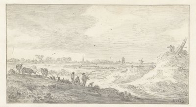 砂丘に人影のある風景 作： Jan van Goyen
