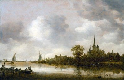 遠くに教会のある川の風景 作： Jan van Goyen
