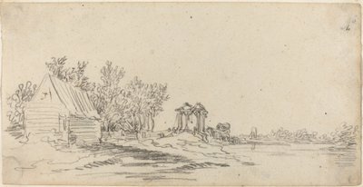遠くの橋のある川の風景 作： Jan van Goyen