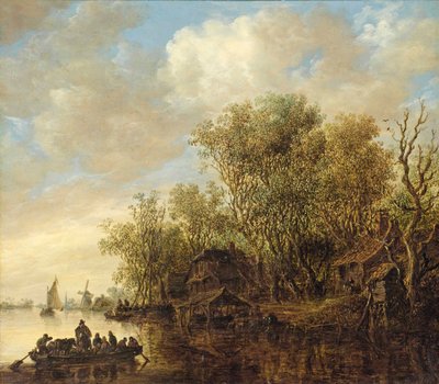 渡し船のある川の風景 作： Jan van Goyen