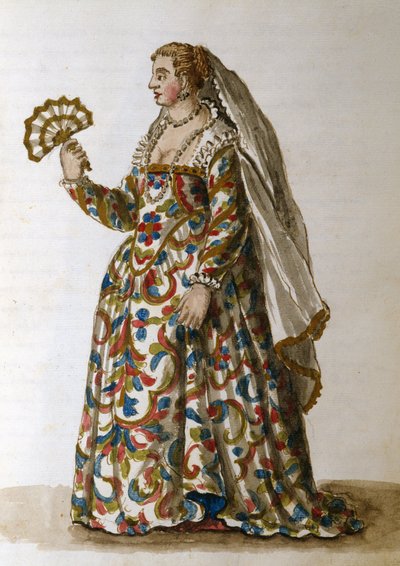 貴族の妻、イブニングドレスの紳士（ペンとインク、紙のトイレ） 作： Jan van Grevenbroeck