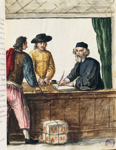 ヤン・グレーベンブルック（1731-1807）の「ヴェネツィア衣装図鑑」の挿絵「高貴な商人」、水彩、イタリア 作： Jan van Grevenbroeck