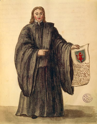 キオッジャ市の大聖職者、ヤン・ファン・グレーベンブロークまたはジョヴァンニ・グレーベンブローク（1731-1807）作、『Gli Abiti de Veneziani』、衣装の図鑑より、水彩画 作： Jan van Grevenbroeck