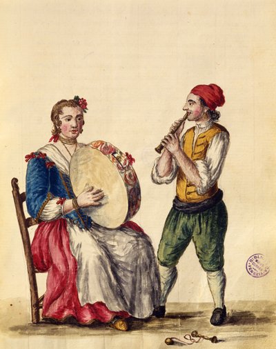 ベネチアンミュージシャン（ペンとインク、紙のトイレ） 作： Jan van Grevenbroeck