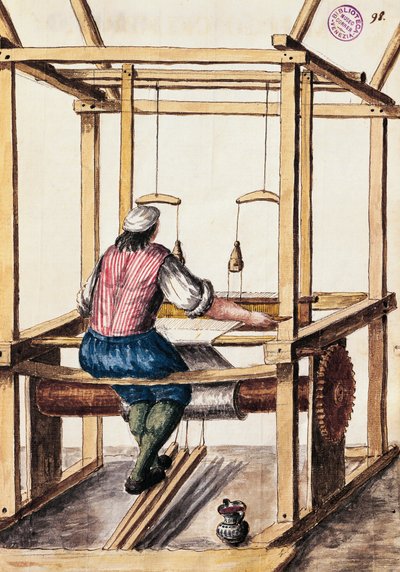織姫、ヤン・ファン・グレーベンブルック（1731-1807）によるイラスト（イタリア、『ヴェネツィア人の服装』写本より 作： Jan van Grevenbroeck
