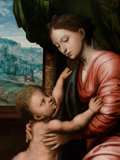 聖母子の詳細（パネルに油彩） 作： Jan van Hemessen