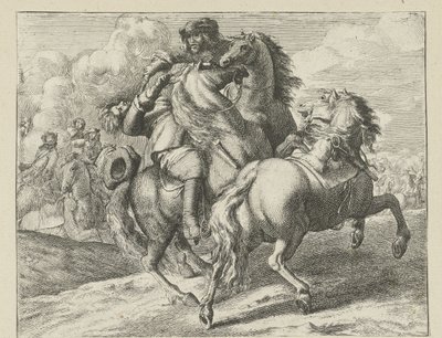 馬に乗って撃たれた兵士 Cavalry Scenes (シリーズタイトル) 作： Jan van Huchtenburg (possibly copy after)