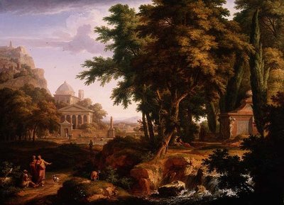 聖ペテロと聖ヨハネによるアルカディアンの風景、1724-25（68871とペア） 作： Jan van Huysum