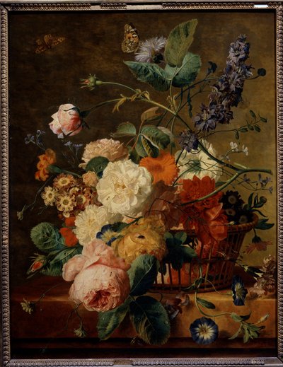 蝶々のいる花かご。ヤン・ファン・ホイサム（1682-1749）の絵 Ec.Hol. 作： Jan van Huysum