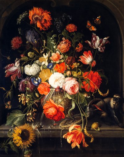 ヤン・ファン・ヒュースム（1682-1749）の「花」。 作： Jan van Huysum