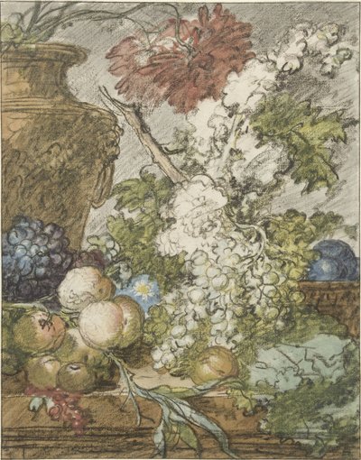 果物と花の静物のスケッチ フルーツとフラワーアレンジメントのスケッチ 作： Jan van Huysum