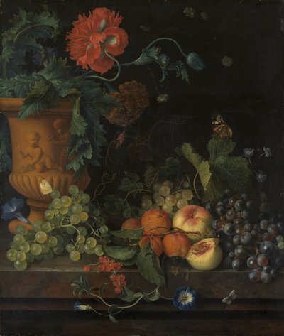 花と果物のテラコッタ花瓶 作： Jan van Huysum