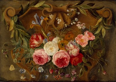 花輪のある装飾的な静物構成、17世紀半ば 作： Jan van Kessel