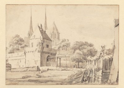 デーヴェンターの Bergpoort と Bergkerk の眺め 作： Jan van Kessel