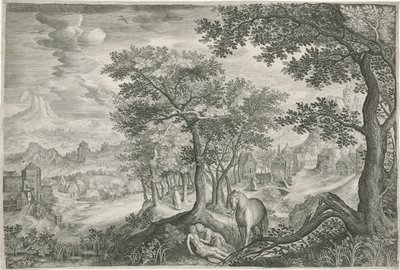 良きサマリア人のいる山の風景 作： Jan van Londerseel