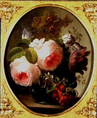 薔薇などの花を花瓶に生ける 作： Jan van Os