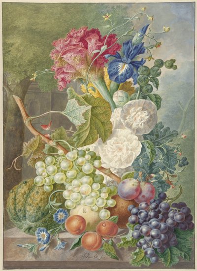 花と果物のある静物 作： Jan van Os
