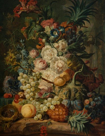 果物と花のある静物 作： Jan van Os