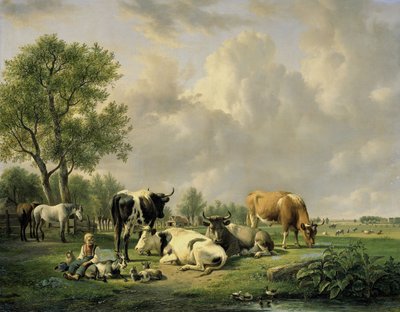 動物のいる牧草地 作： Jan van Ravenswaay