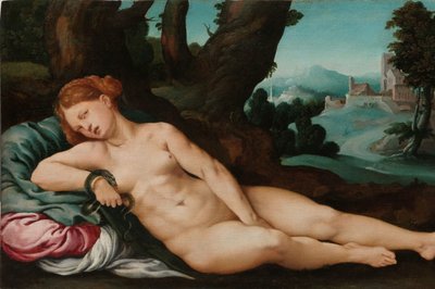 瀕死のクレオパトラ 作： Jan van Scorel (attributed to)