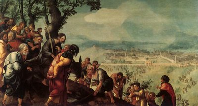 キリストのエルサレムへの入城、三連祭壇画の中央パネル、1526年頃 作： Jan van Scorel
