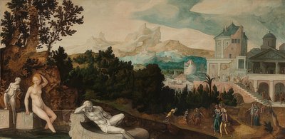 バトシェバのある風景。 1540-45年頃 作： Jan van Scorel