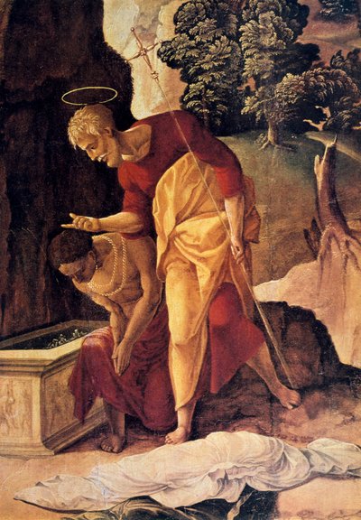 使徒フィリップがエヌクを洗礼、詳細、16世紀。 作： Jan van Scorel
