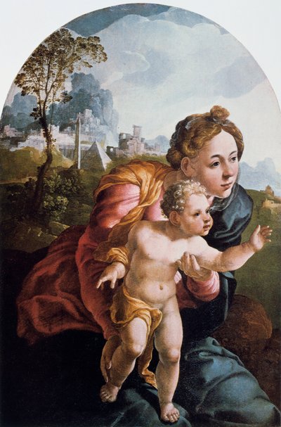 聖母子、16世紀。 作： Jan van Scorel