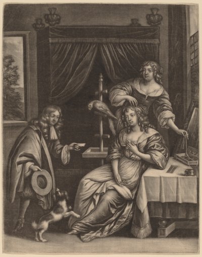 女性に手紙を届ける少年 作： Jan van Somer
