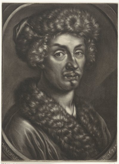 毛皮の帽子の男の肖像 作： Jan van Somer