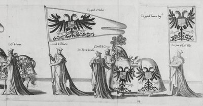 チャールズ5世皇帝の葬列、1559年の旗 作： Jan van and Doetechum Doetechum the elder