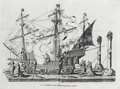 チャールズ5世皇帝の葬列、1559年の凱旋船 作： Jan van and Doetechum Doetechum the elder
