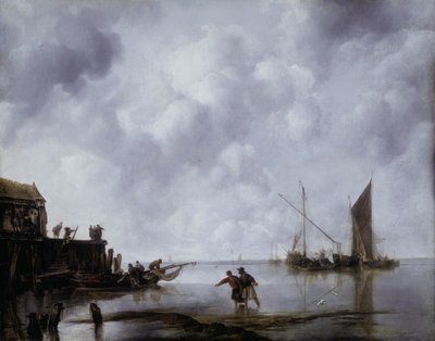 穏やかな漁船 作： Jan van de Capelle or Cappelle