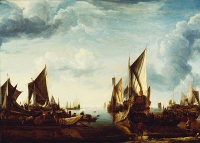 1649年以前の1646年、ドルドレヒトにいるスタッドホルダーのフレデリクヘンドリック王子が総督の艦隊を訪問 作： Jan van de Capelle or Cappelle