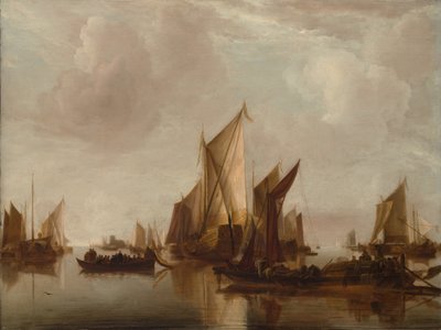 カリフォルニアの穏やかな水域にある州のヨットとその他の工芸品。 1660年。 作： Jan van de Cappelle