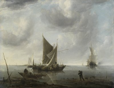静かな海に停泊する船 作： Jan van de Cappelle