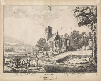 8月 8月（オブジェクトのタイトル） The Twelve Months, with Village Views (シリーズ タイトル) 作： Jan van de Velde (II)